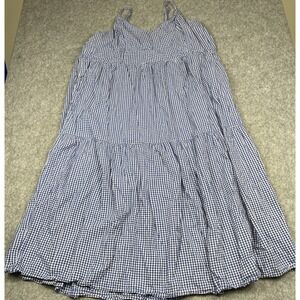 Old Navy Blue White Gingham Tiered Cami Dress  XXL Pockets Long Sundress